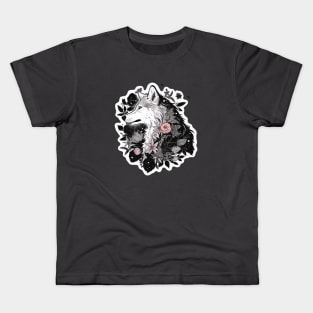 Pastel Goth Floral Wolf Kids T-Shirt